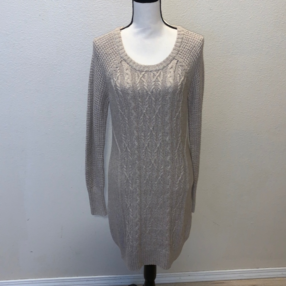 Ruby Moon beige wool blend cable knit sweater dress